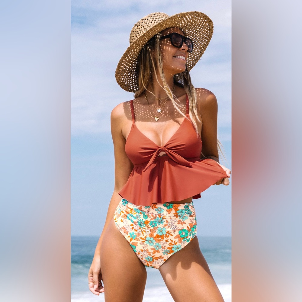 Bunny Tie Ruffle Bikini Top &  Daisy High Waist Set